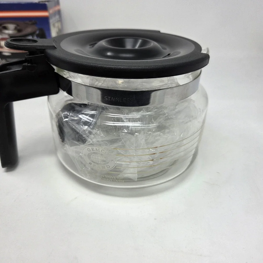 Gemco Universal Replacement Coffee Carafe 10 Cup Glass Pot Black Clear NEW